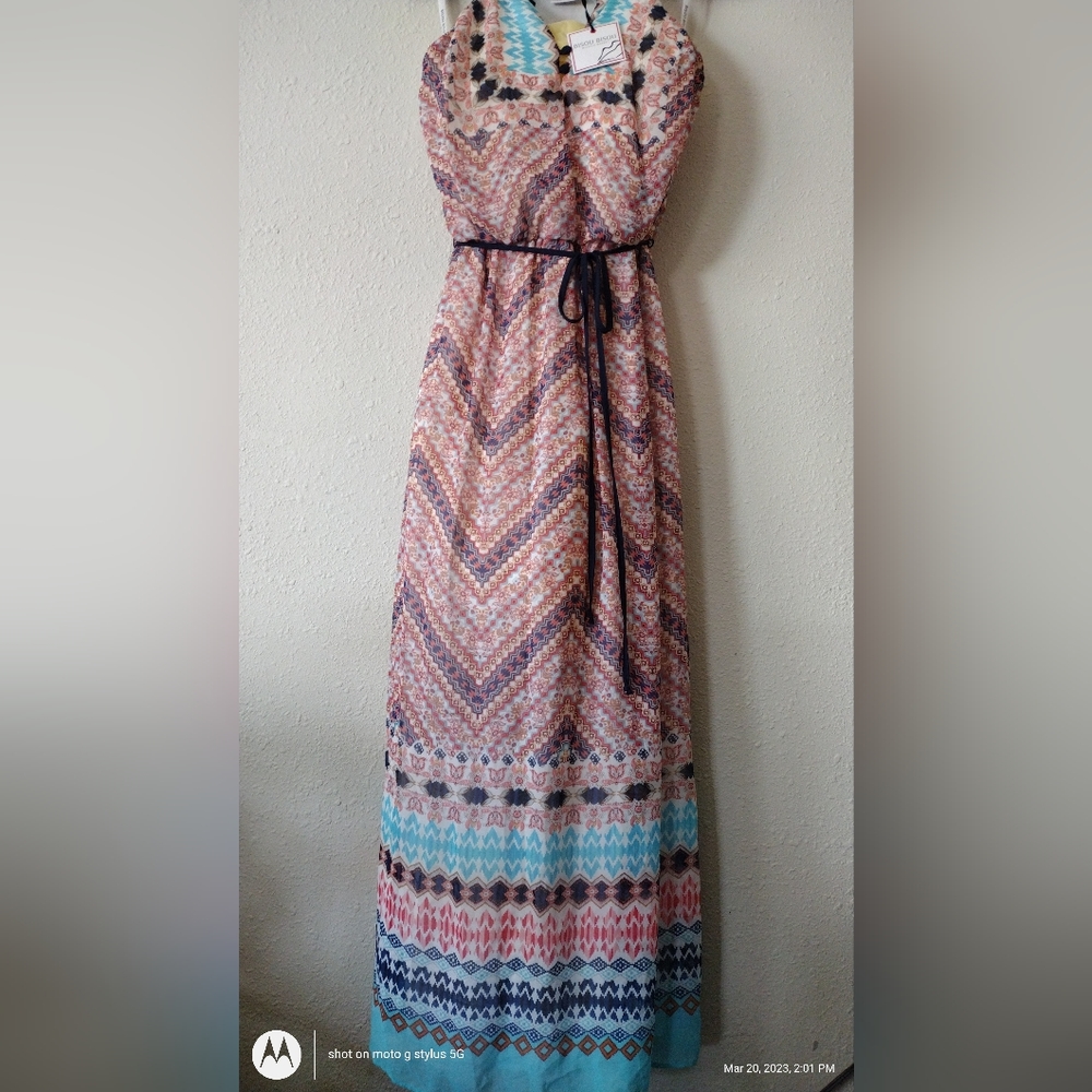 Bisou Bisou multi colored maxi summer dress